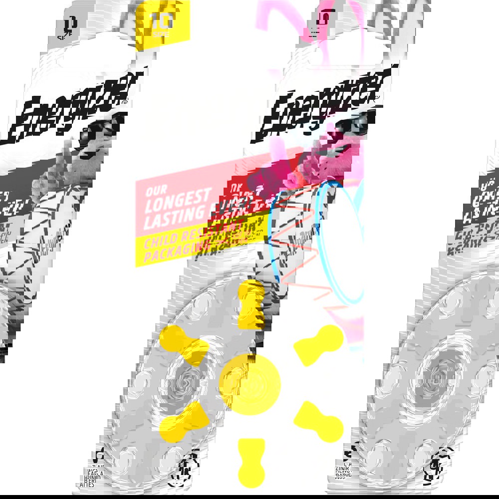 Batteries; Rechargeable: Disposable ; Type: Hearing Aid ; Battery Size: 10 ; Battery Chemistry: Zinc-Air ; Voltage: 1.4V ; Terminal Style: Button Tab